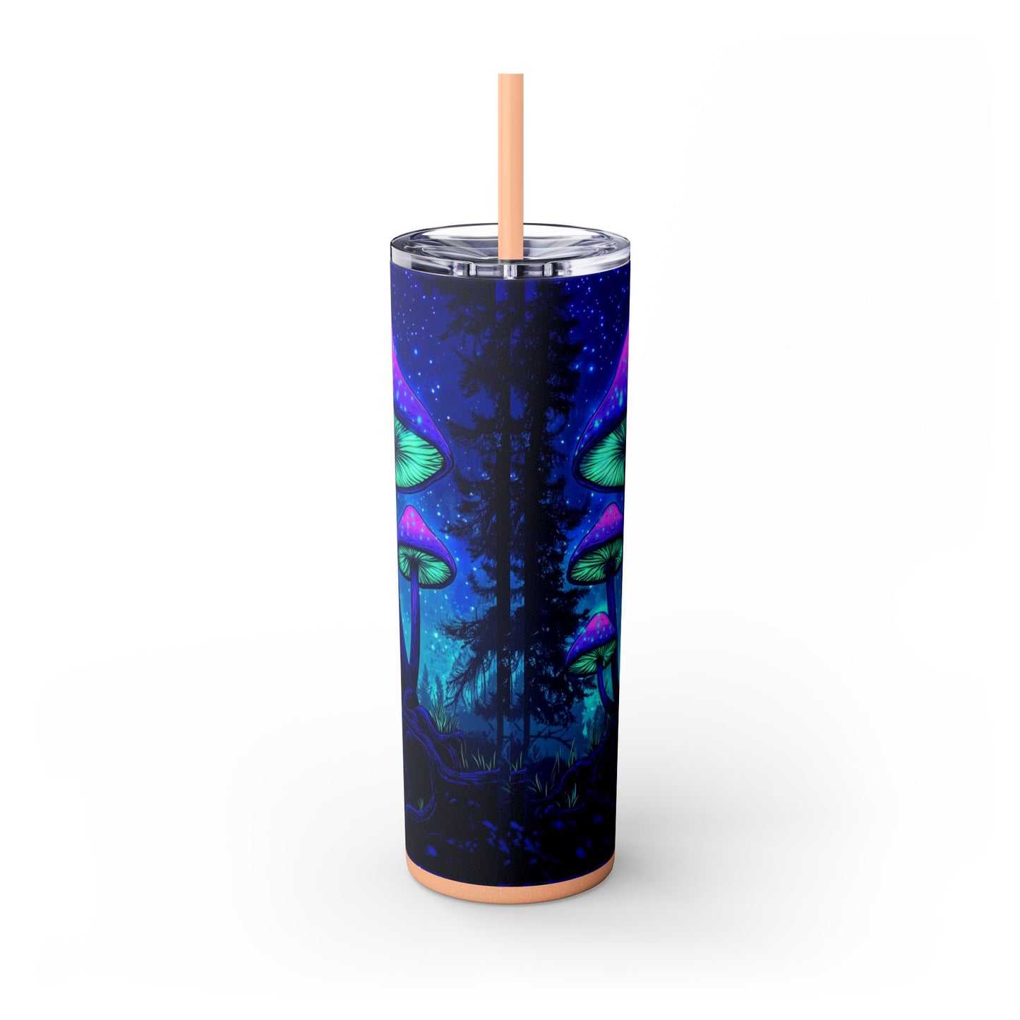 Cosmic Mushroom Skinny Tumbler, 20oz | Colorful Travel Mug, Psychedelic Drinkware, Gift for Nature Lovers, Summer Sips, Festival Essentials