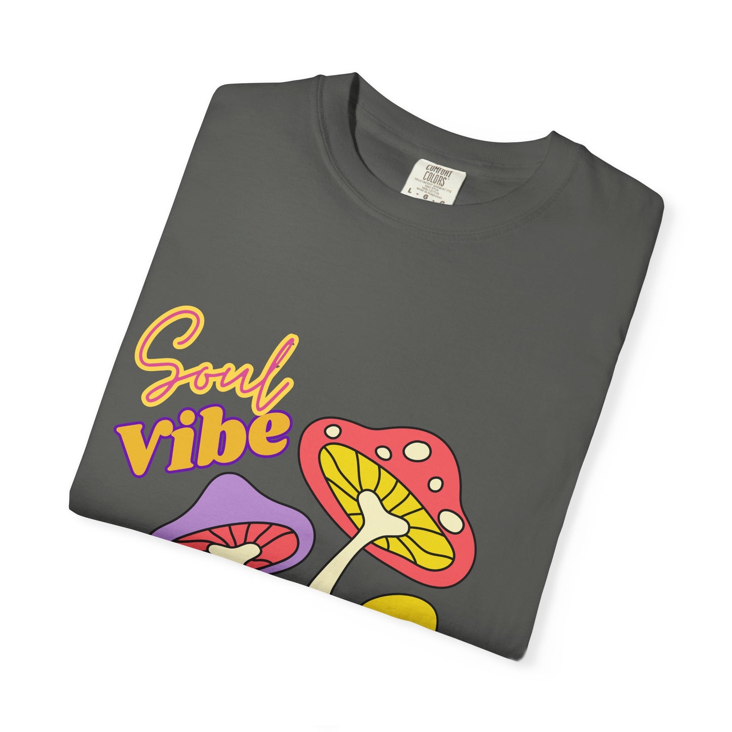Soul Vibe Unisex Garment-Dyed T-Shirt - Colorful Mushroom Design for Summer Festivals