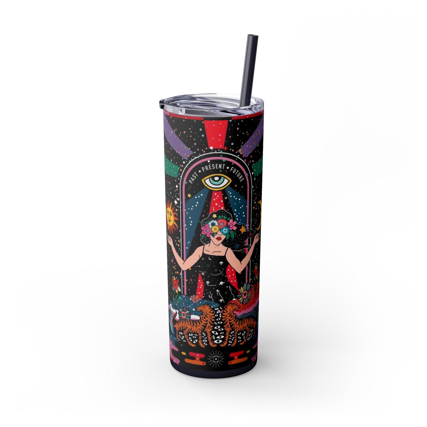 Vibrant Cosmic Skinny Tumbler with Straw, 20oz - Perfect for Astrology Lovers, Celestial Gifts, Travel Mugs, Drinkware, Sunshine and [...]