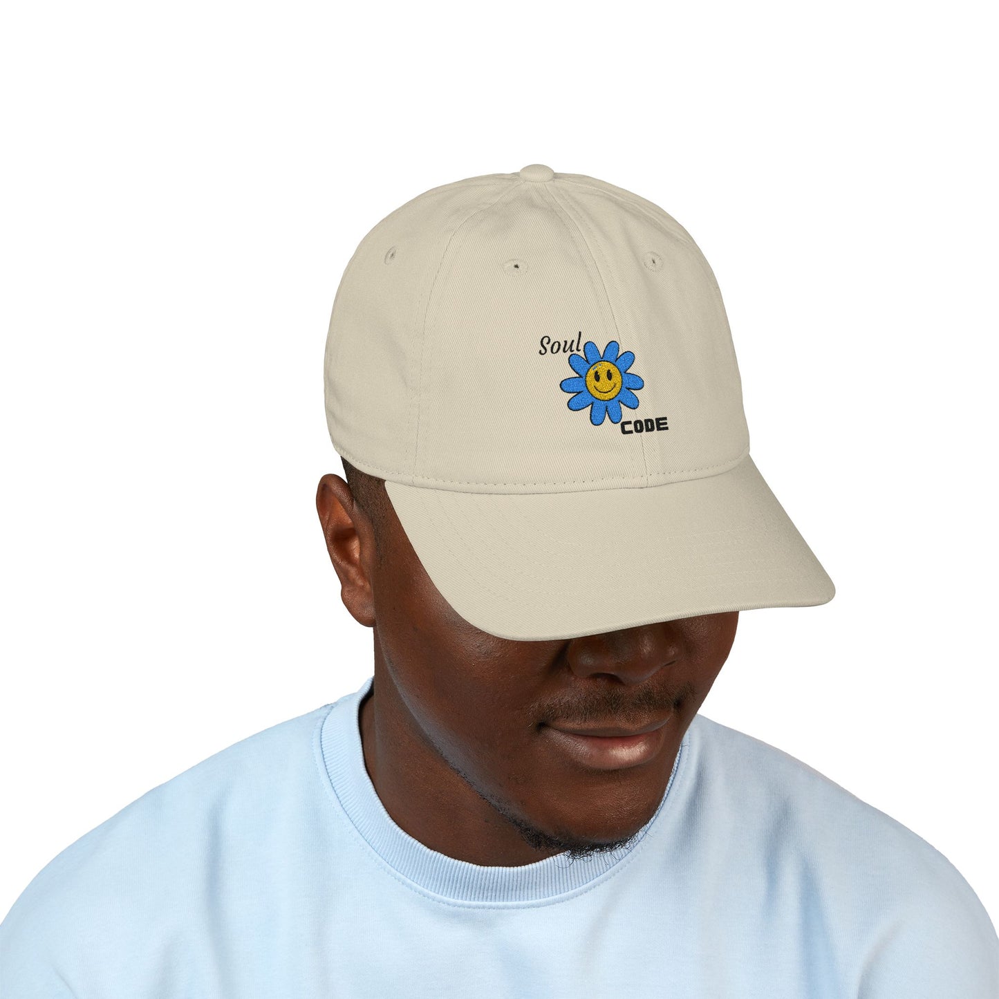 Embroidered Organic Baseball Cap - Soul Code Flower Design