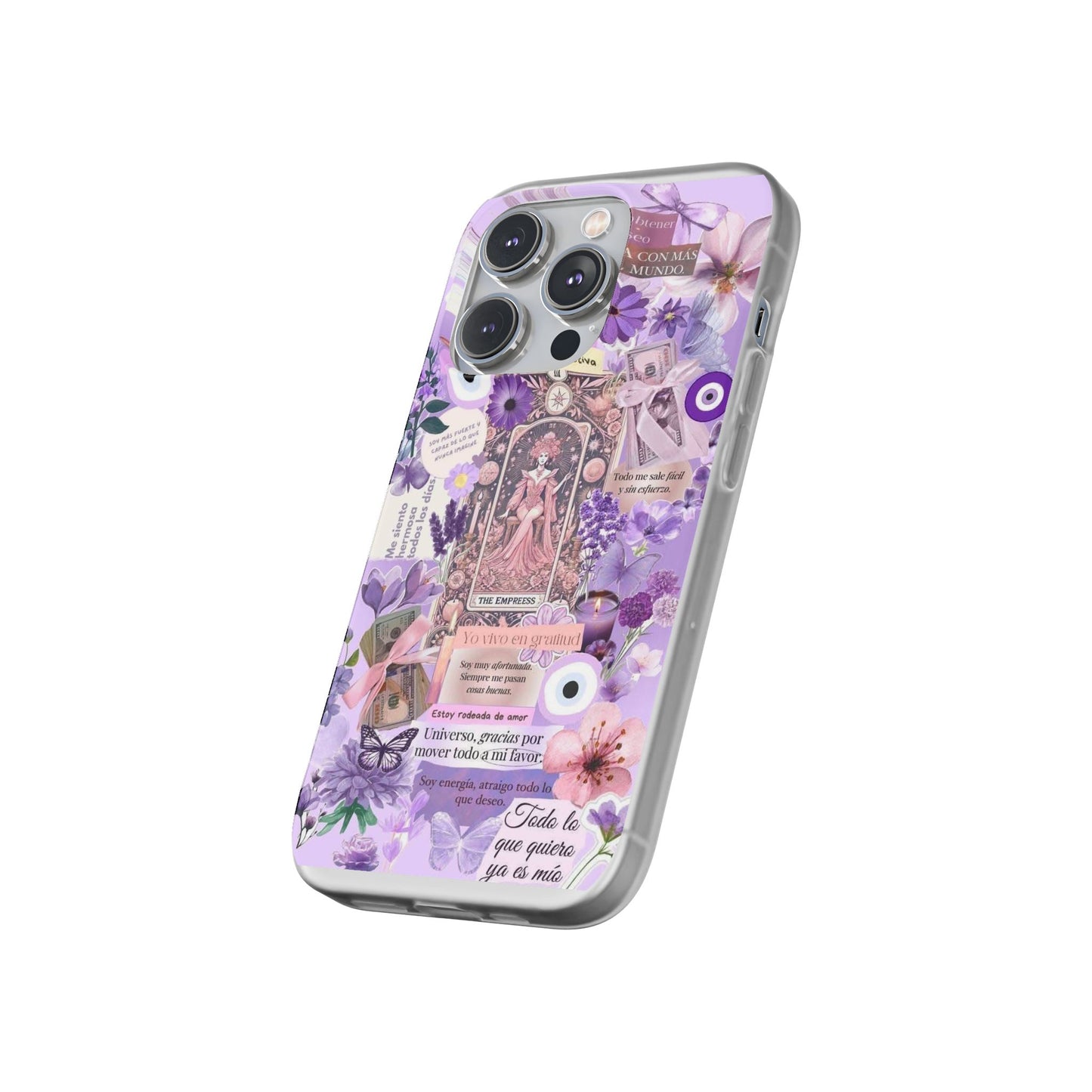 Purple Floral Flexi Phone Case, Personalized Phone Cover, Boho Chic Case, Cute Gift for Her, Birthday Accessory, Nature Lover Design