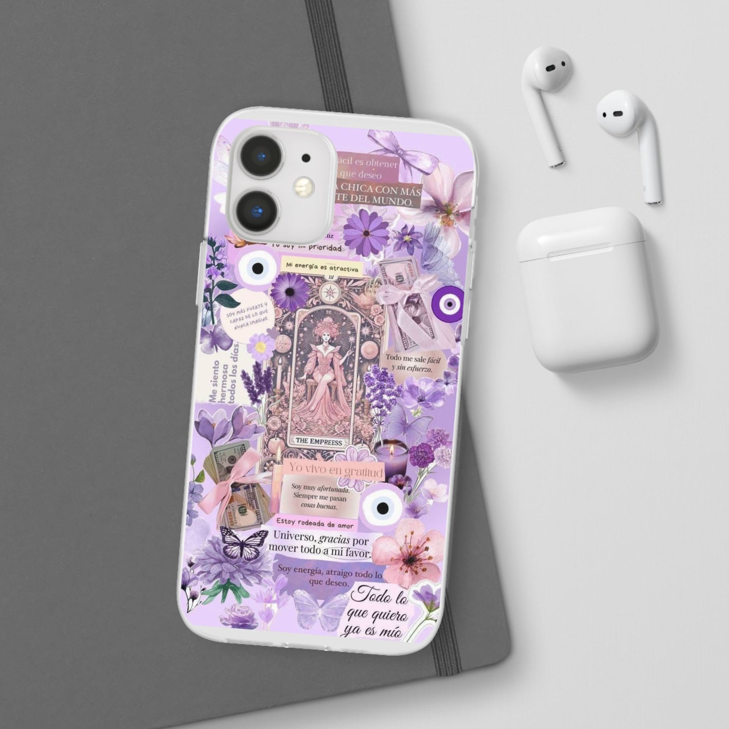 Purple Floral Flexi Phone Case, Personalized Phone Cover, Boho Chic Case, Cute Gift for Her, Birthday Accessory, Nature Lover Design