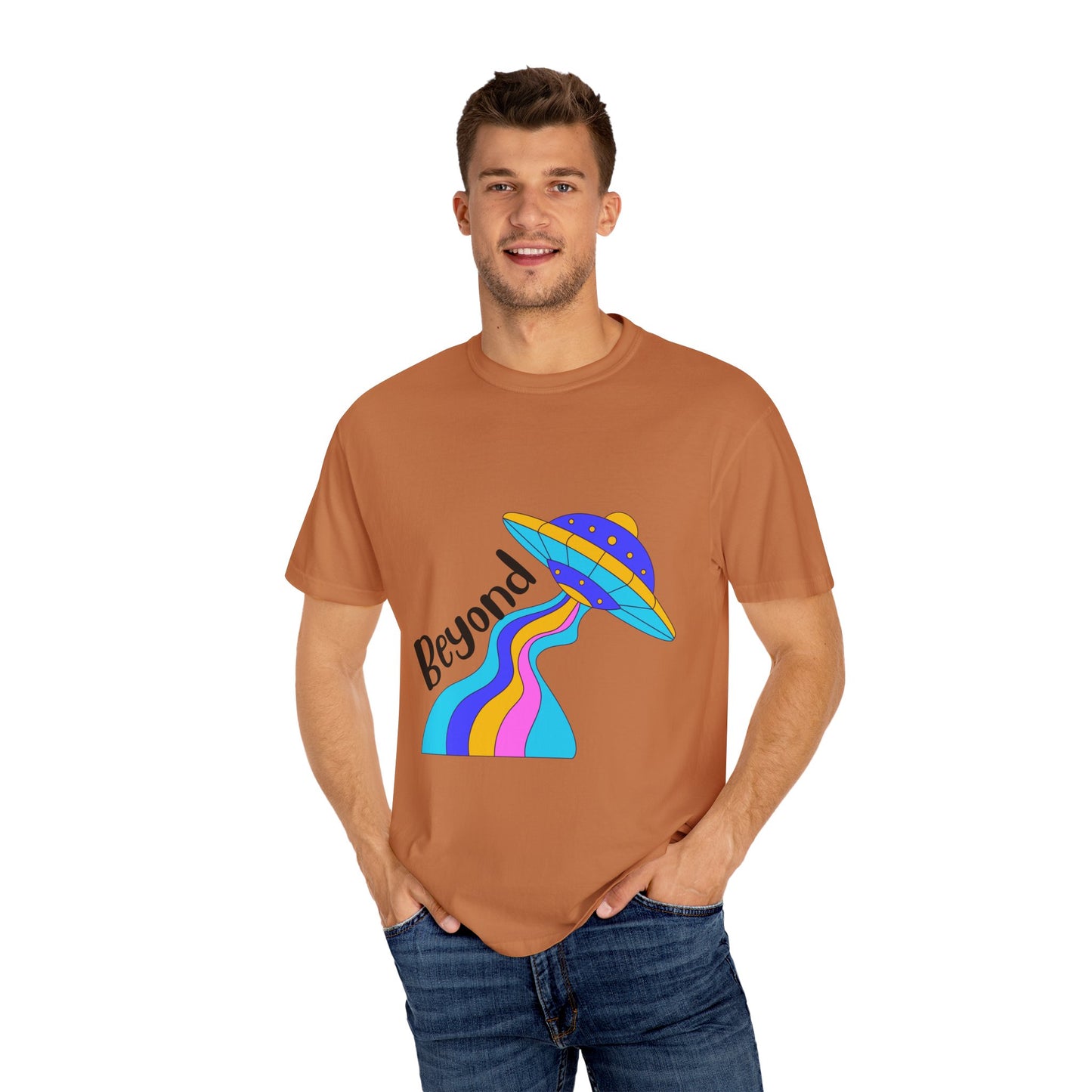 Unisex Beyond Graphic T-Shirt - Vibrant Space-Inspired Design