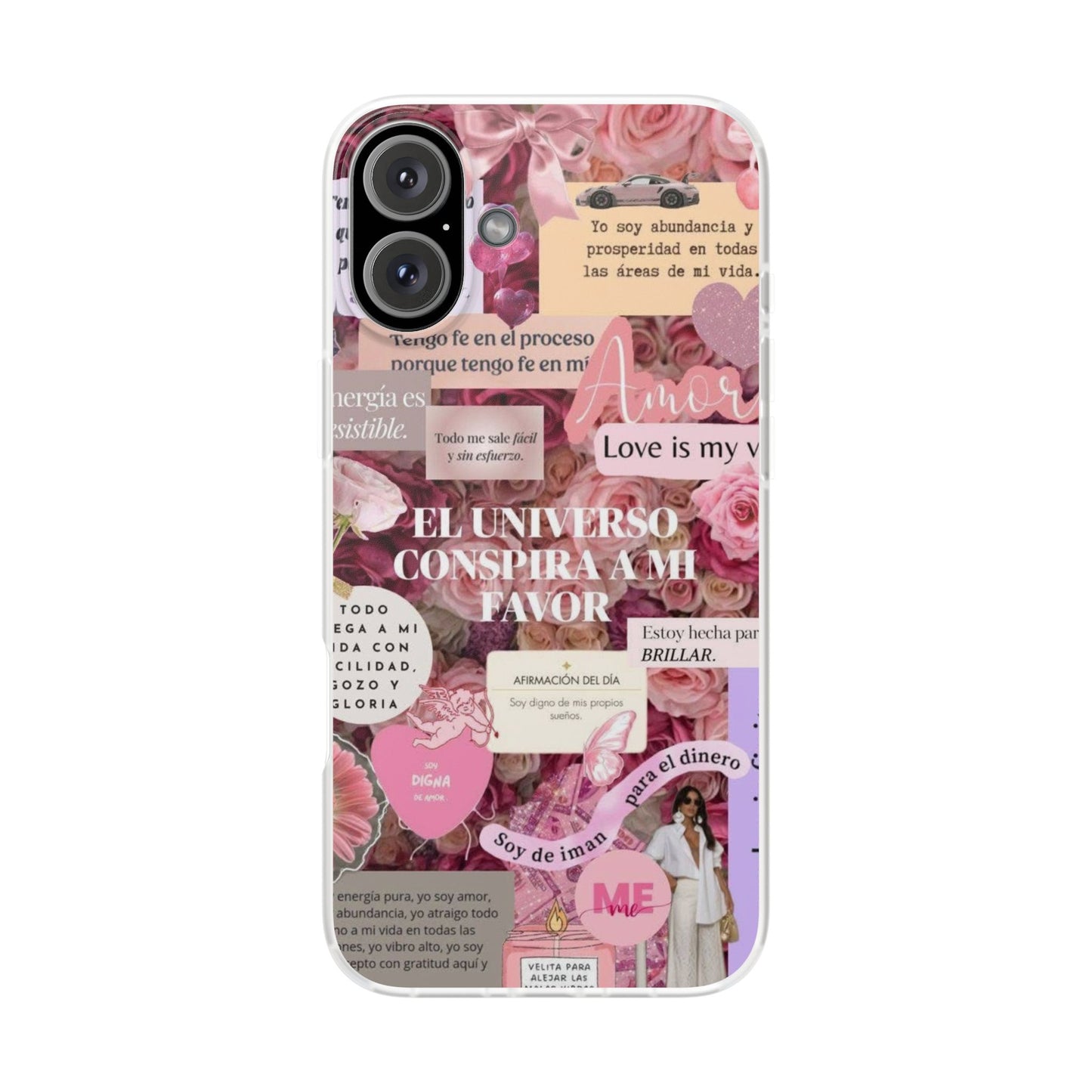 Floral Flexi Phone Case, Romantic Phone Cover, Cute Gift for Her, Inspirational Quote Case, Valentine's Day Accessory
