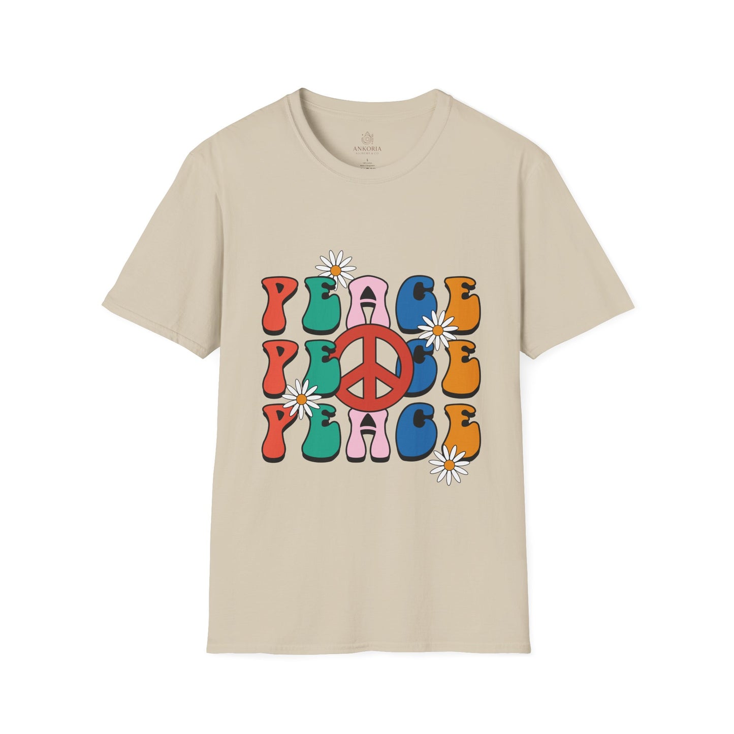 Unisex Softstyle T-Shirt - Retro Peace Design for Comfort Lovers