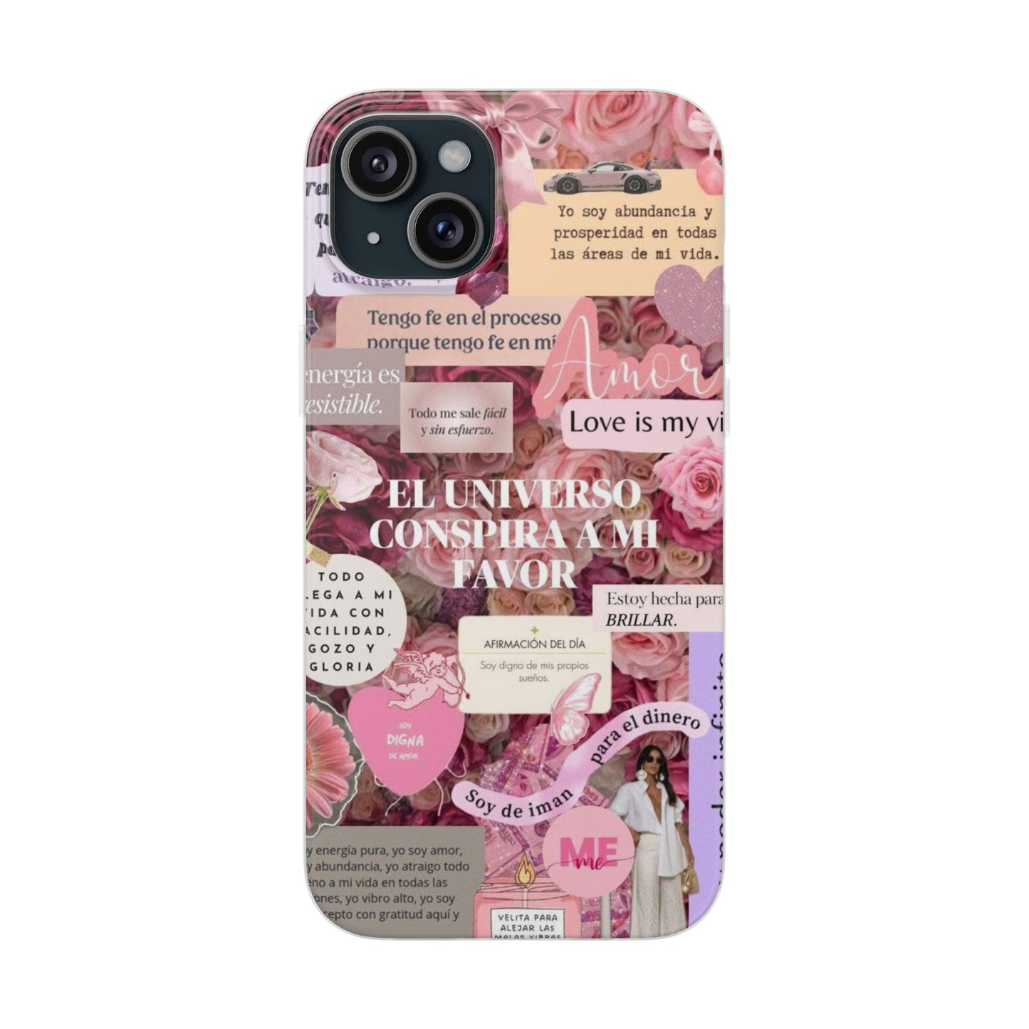 Floral Flexi Phone Case, Romantic Phone Cover, Cute Gift for Her, Inspirational Quote Case, Valentine's Day Accessory