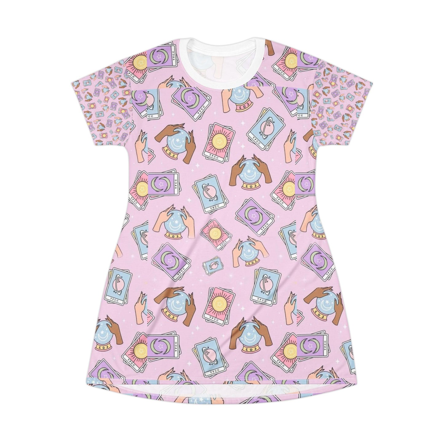 Cute AOP T-Shirt Dress with Fun Pattern, Playful Fashion, Ideal for Casual Outings, Summer Vibes, Perfect Gift for Friends