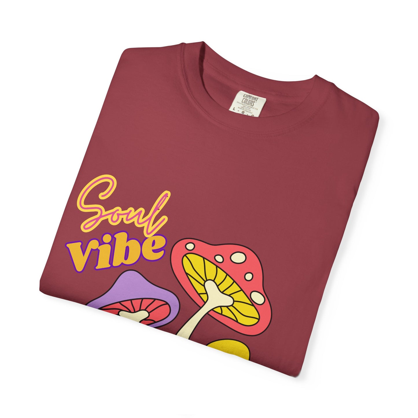 Soul Vibe Unisex Garment-Dyed T-Shirt - Colorful Mushroom Design for Summer Festivals