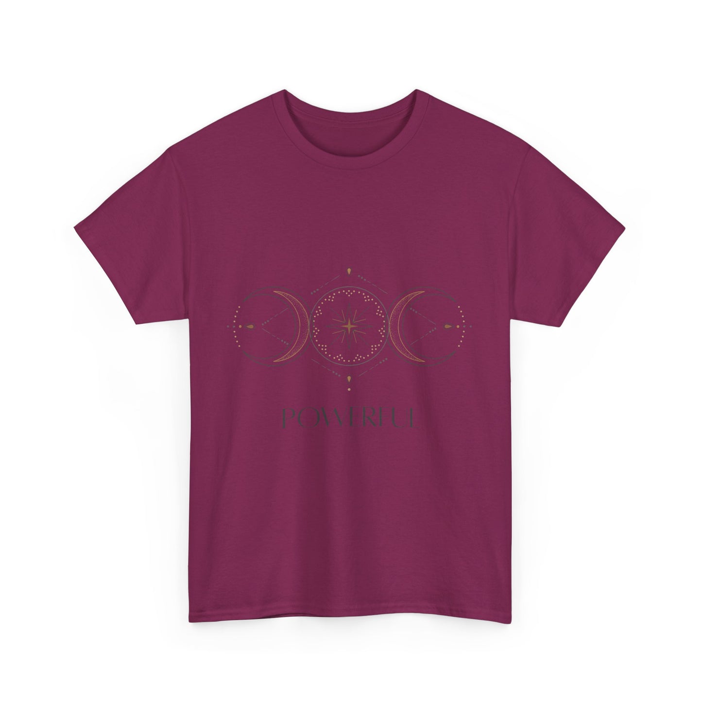 Powerful Unisex Heavy Cotton Tee - Bohemian Moon Phase Design