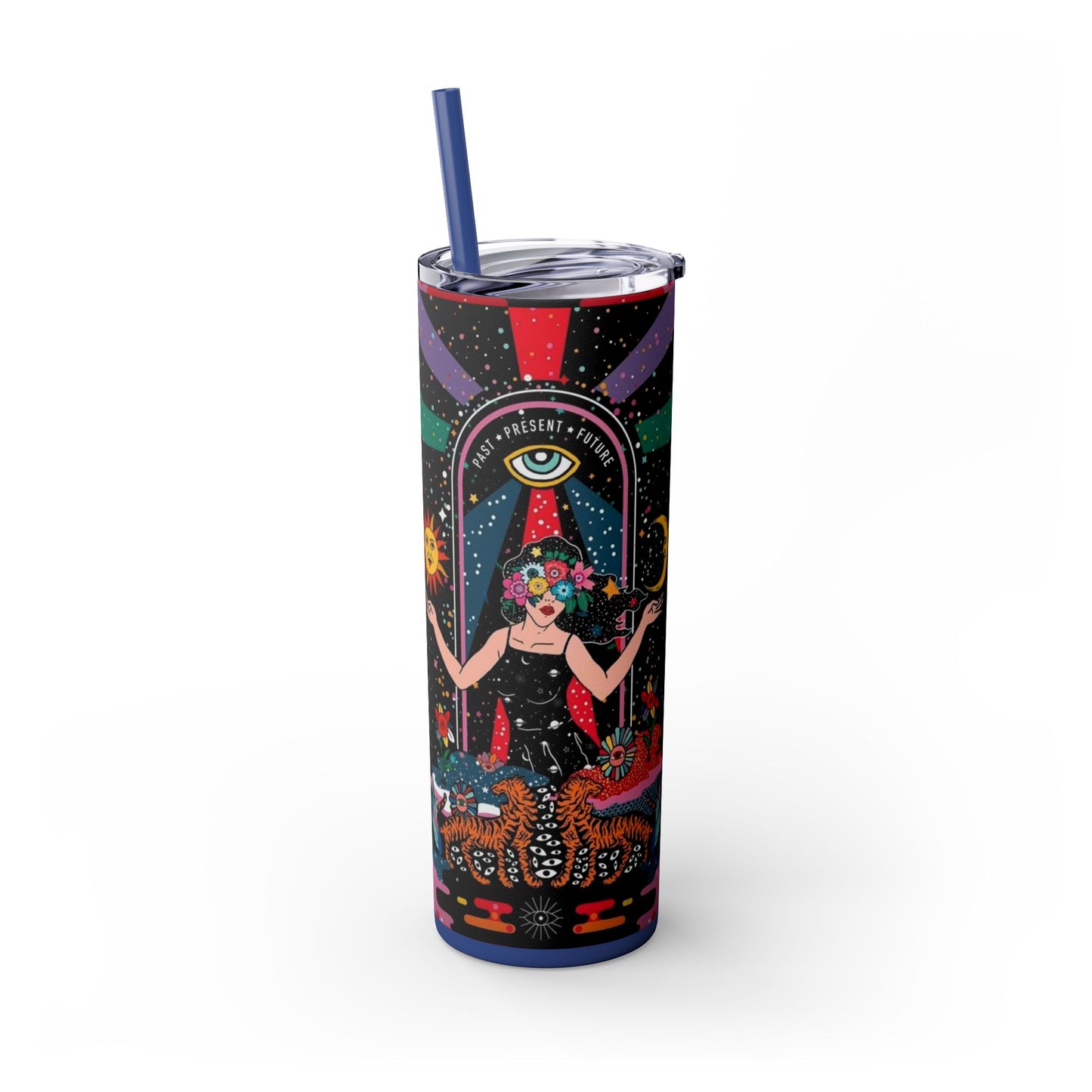 Vibrant Cosmic Skinny Tumbler with Straw, 20oz - Perfect for Astrology Lovers, Celestial Gifts, Travel Mugs, Drinkware, Sunshine and [...]