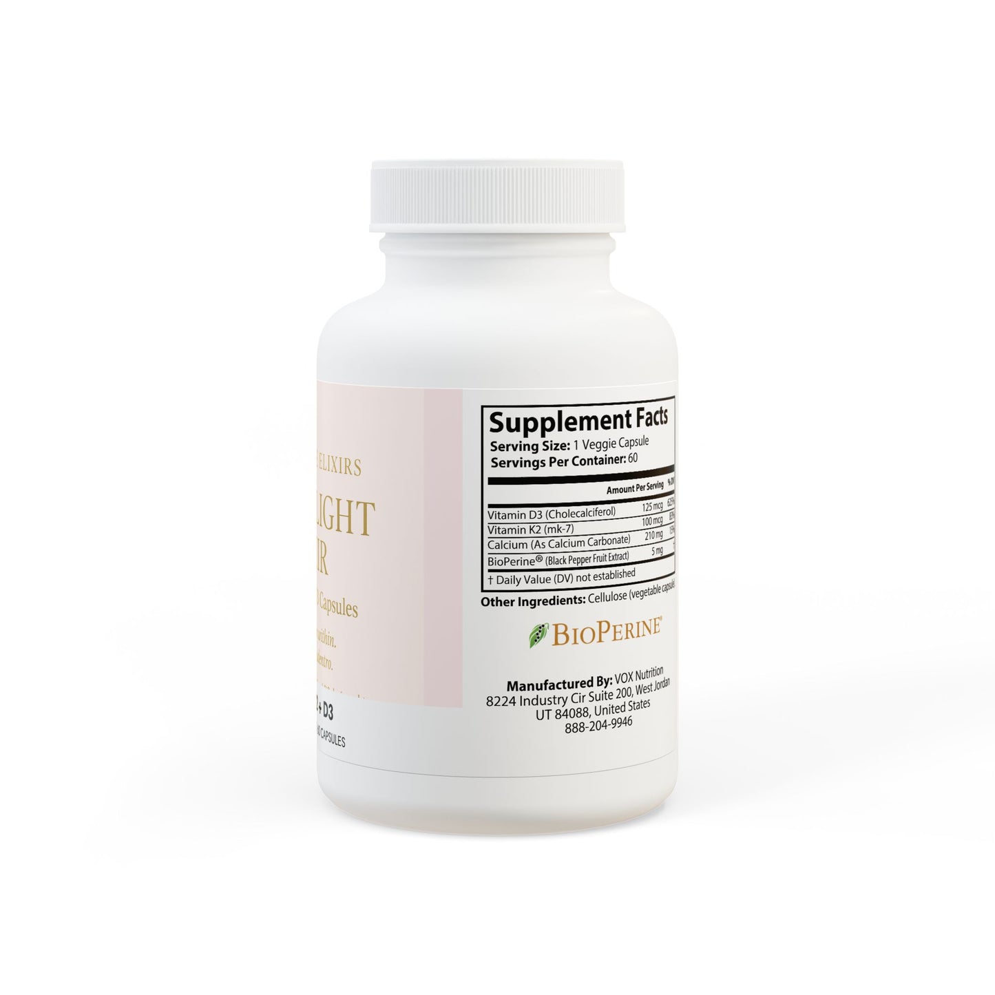 ✨ Divine Light Elixir Vitamin K2 + D3 Capsules Illuminate from within. Ilumina desde adentro.  (60 Capsules)