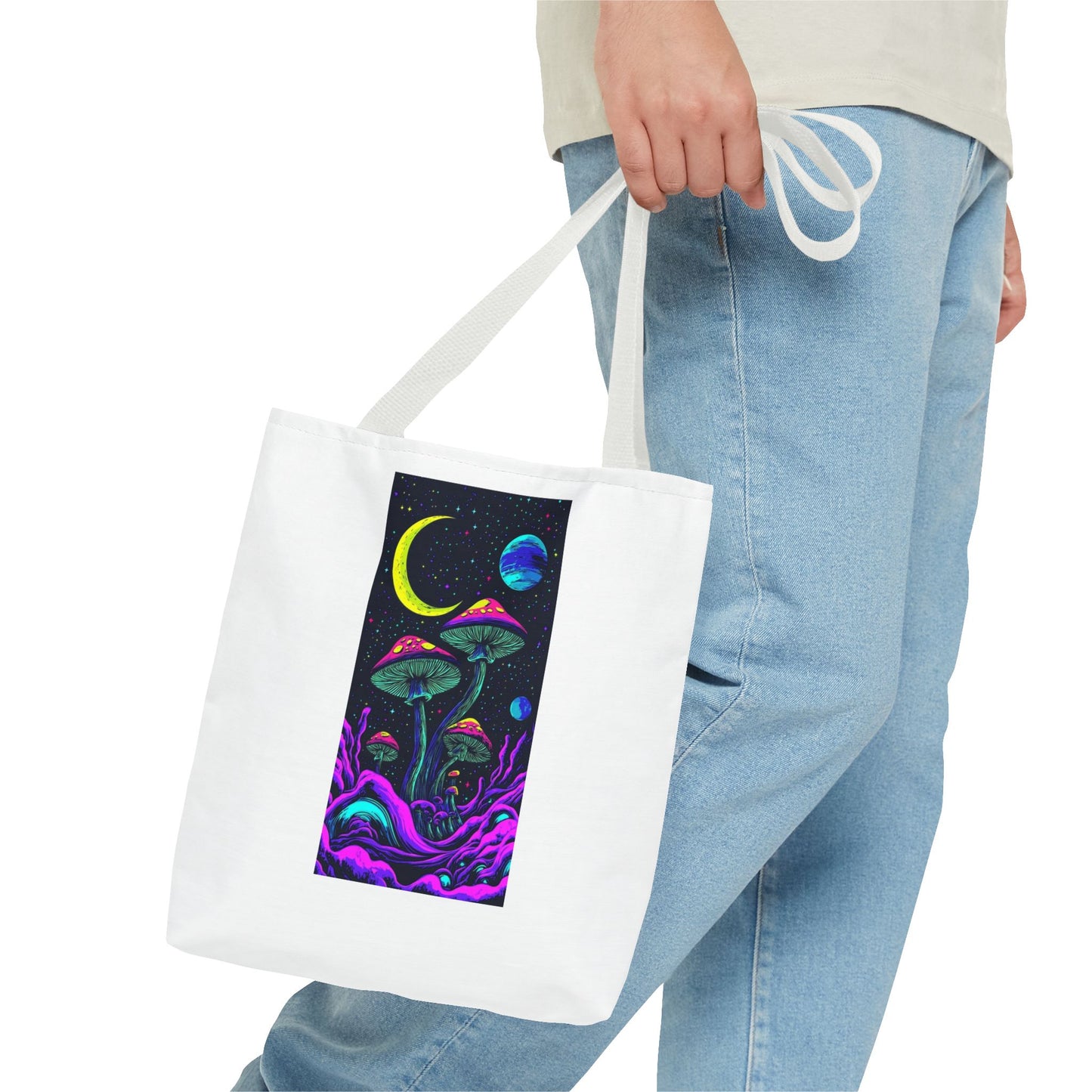 Cosmic Mushroom Tote Bag, Psychedelic Shopping Bag, Eco-Friendly Canvas, Festival Accessory, Gift for Nature Lovers, Boho Style