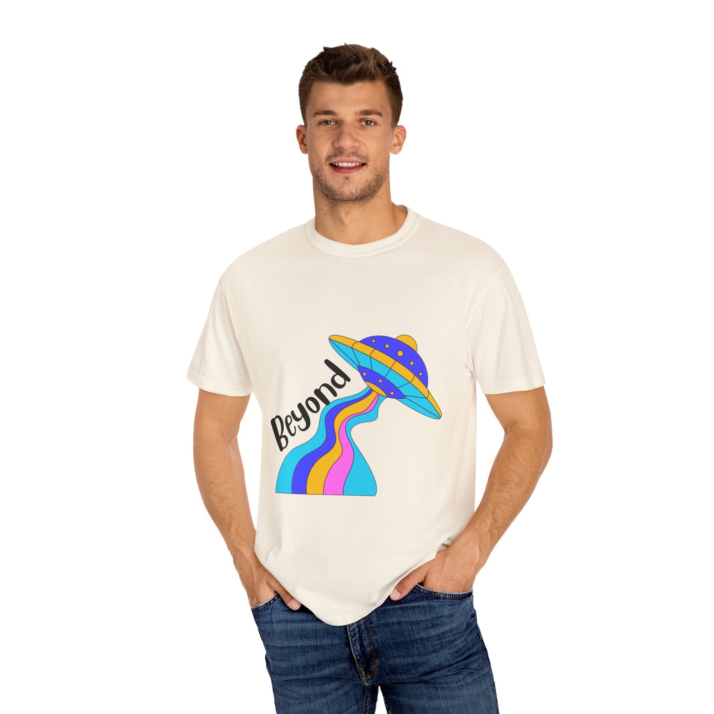 Unisex Beyond Graphic T-Shirt - Vibrant Space-Inspired Design