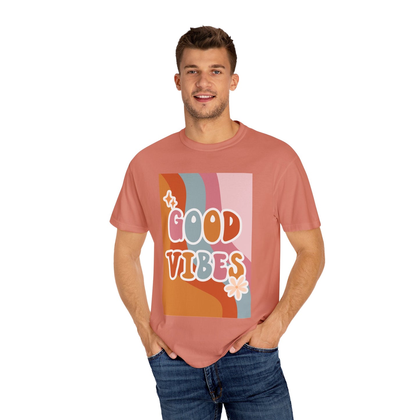 Good Vibes Unisex Garment-Dyed T-Shirt – Relaxed Fit Summer Tee