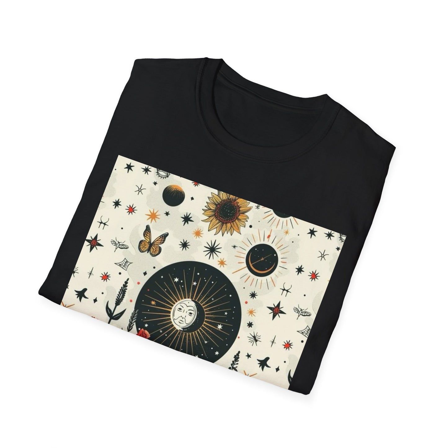 Boho Floral Graphic Tee, Unisex Softstyle T-Shirt, Casual Summer Wear, Perfect Gift, Astrology Lovers Shirt