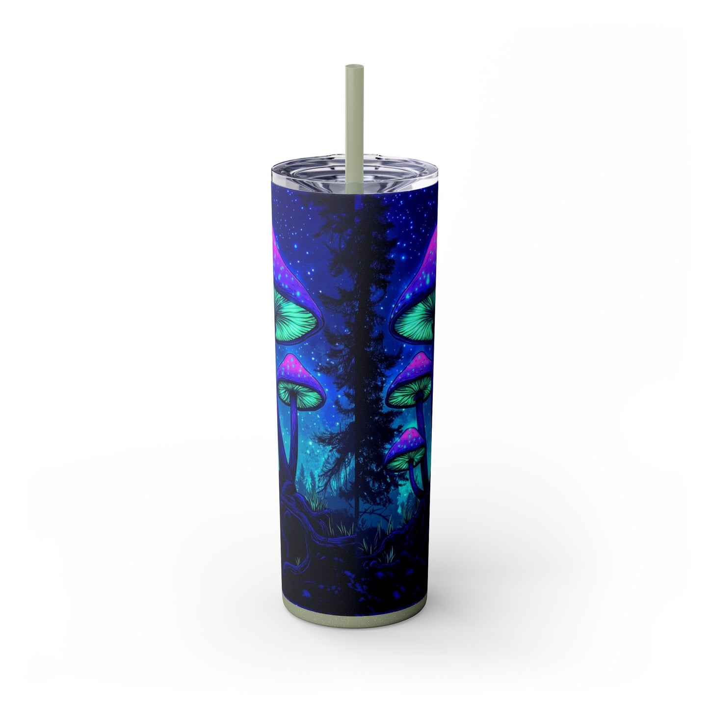 Cosmic Mushroom Skinny Tumbler, 20oz | Colorful Travel Mug, Psychedelic Drinkware, Gift for Nature Lovers, Summer Sips, Festival Essentials
