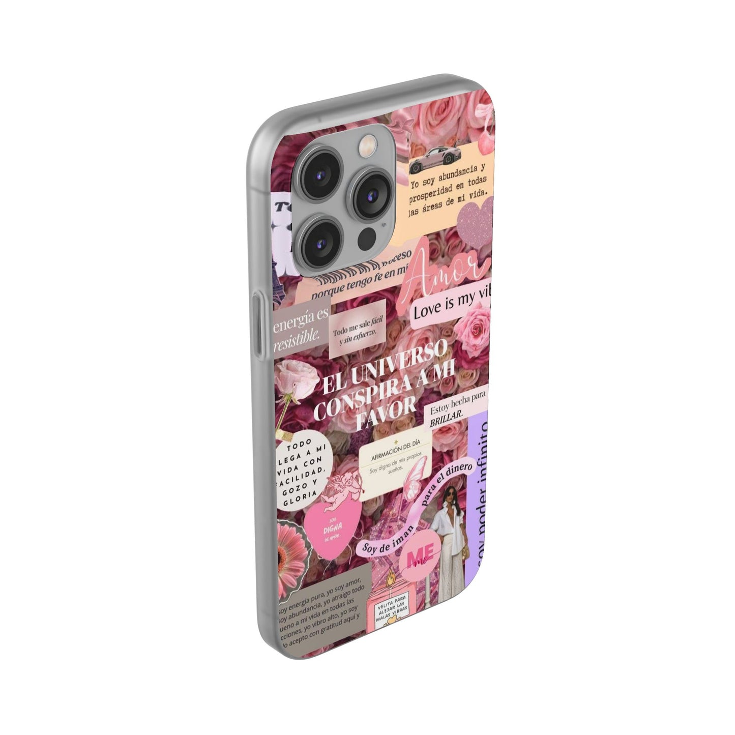 Floral Flexi Phone Case, Romantic Phone Cover, Cute Gift for Her, Inspirational Quote Case, Valentine's Day Accessory