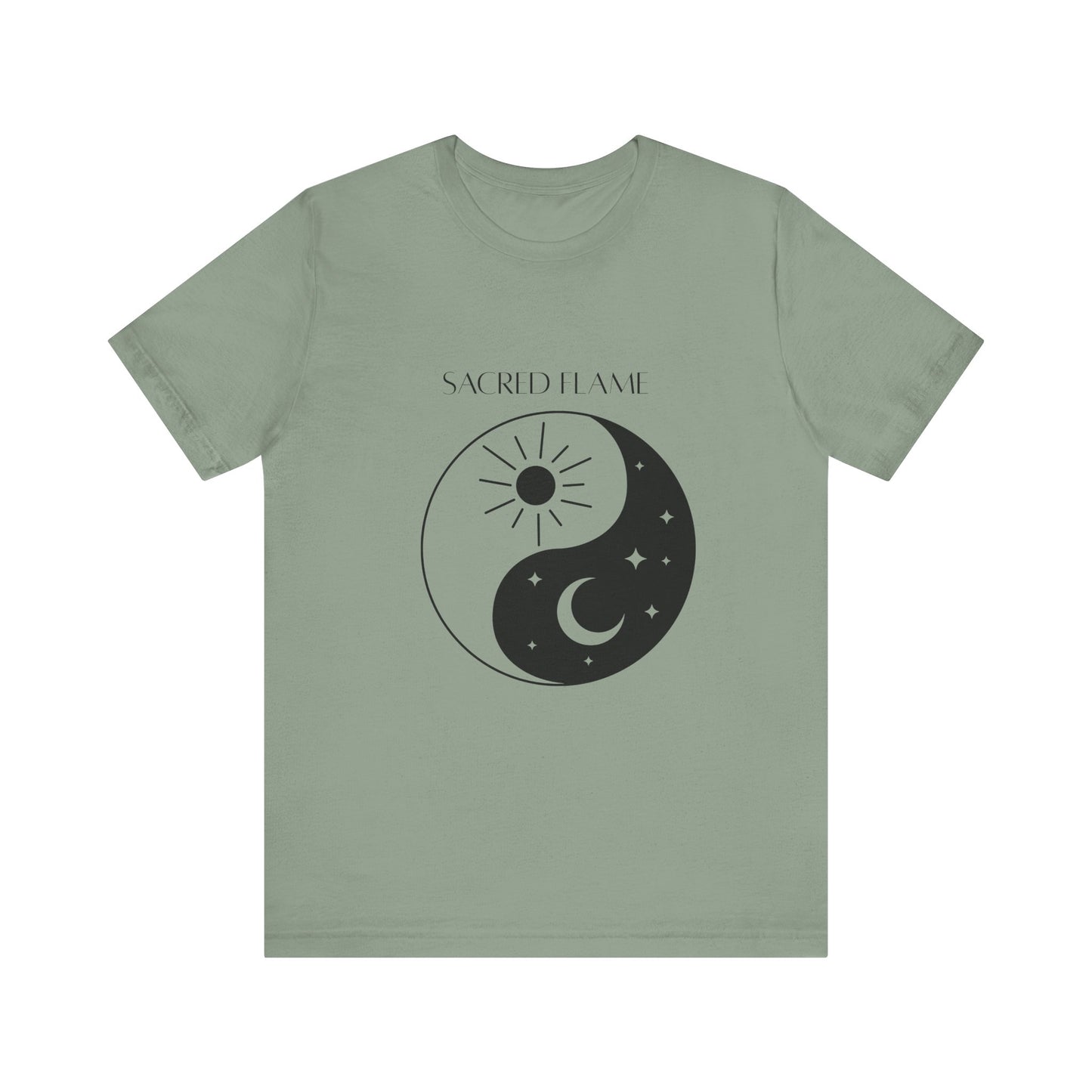 Sacred Flame Unisex Jersey Tee - Yin Yang Design for Spiritual Vibes