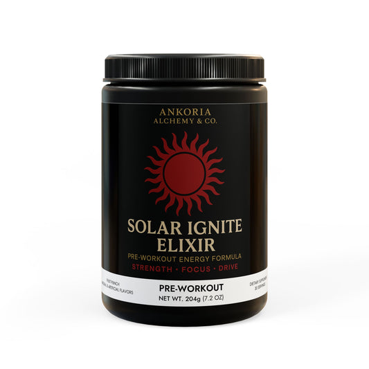 ⚡ Solar Ignite Elixir | Pre-Workout Energy Formula 🔥 Strength. Focus. Drive. Fuerza. Enfoque. Impulso. , Fruit Punch (204g, 7.1oz)