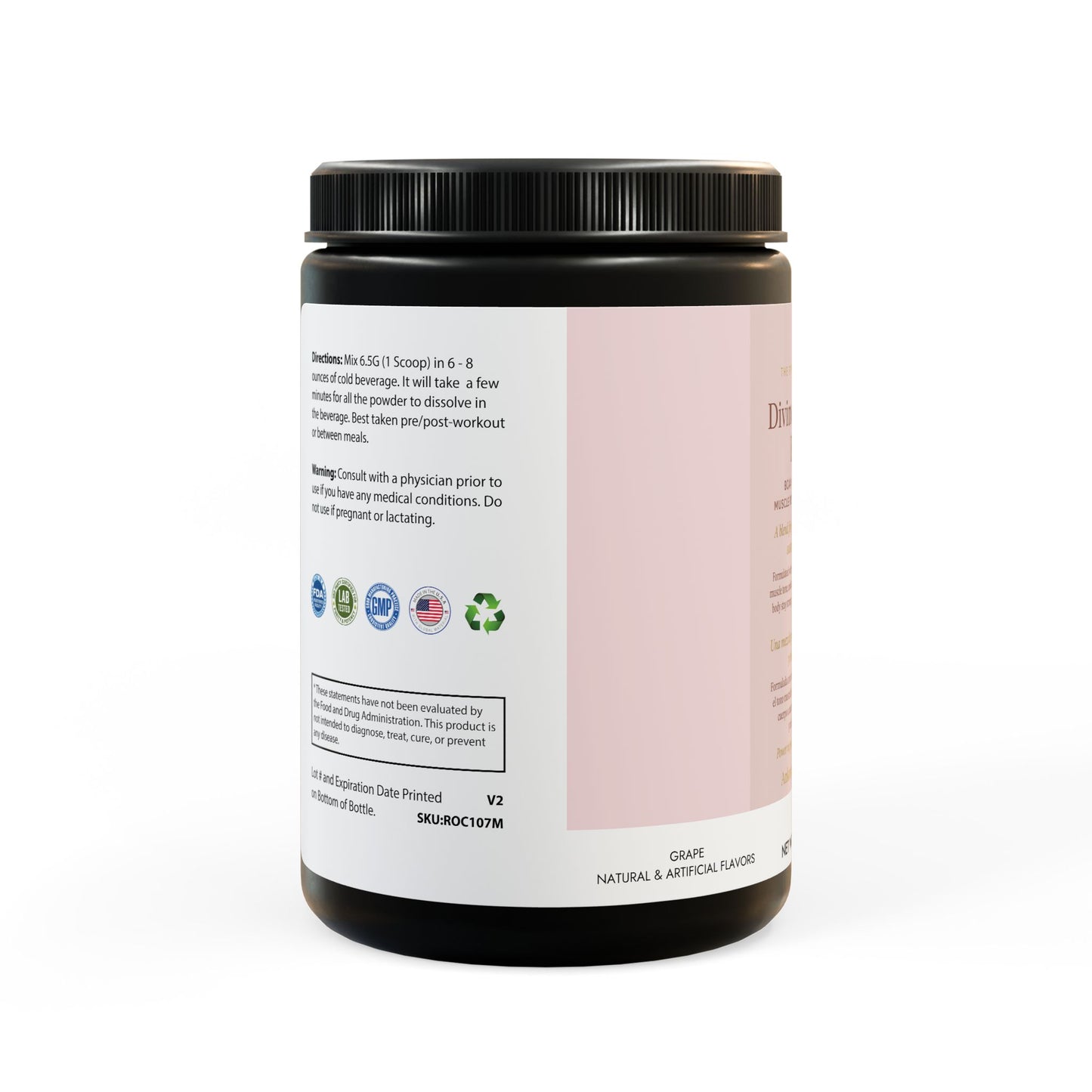 🌸 Divine Strength Elixir  BCAA + L-Glutamine | Muscle Recovery & Vitality, Grape (325g, 11.46oz, 50 servings)