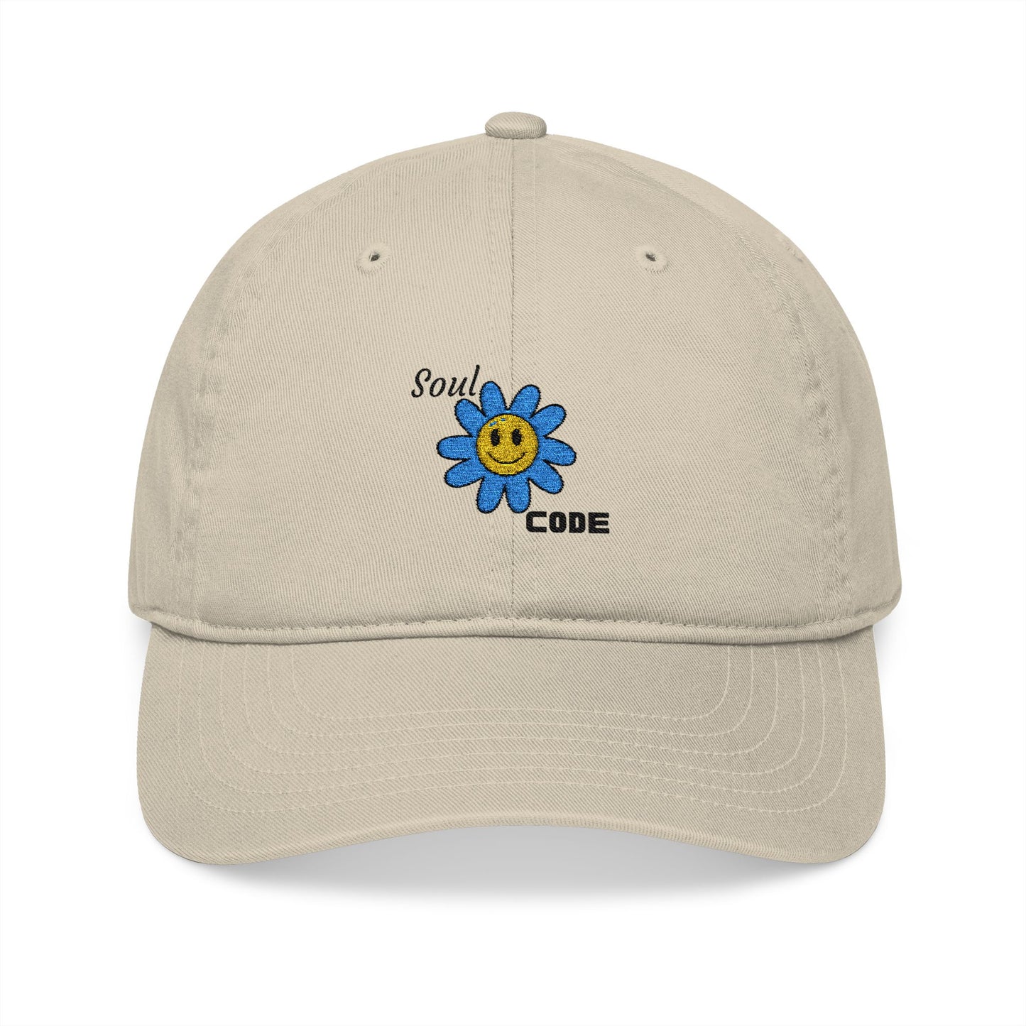 Embroidered Organic Baseball Cap - Soul Code Flower Design