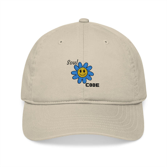 Embroidered Organic Baseball Cap - Soul Code Flower Design