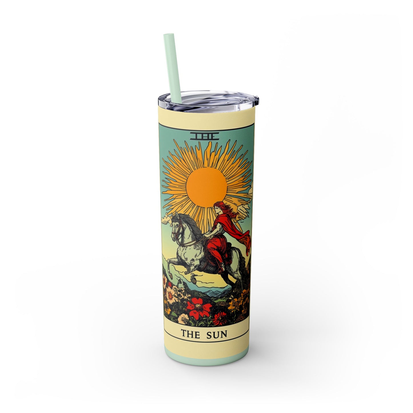 Sunshine Unicorn Skinny Tumbler, 20oz | Gift for Unicorn Lovers, Travel Cup, Reusable Straw, Summer Drinkware, Birthday Gift