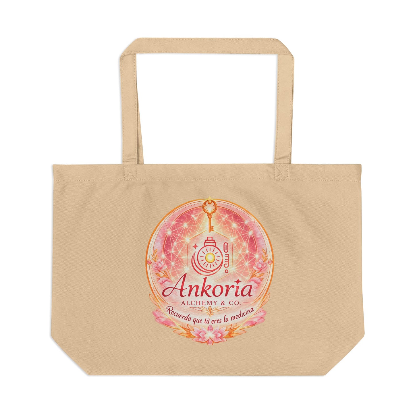 Large Eco Tote – Ankoría Alchemy Floral Logo Beach & Market Bag