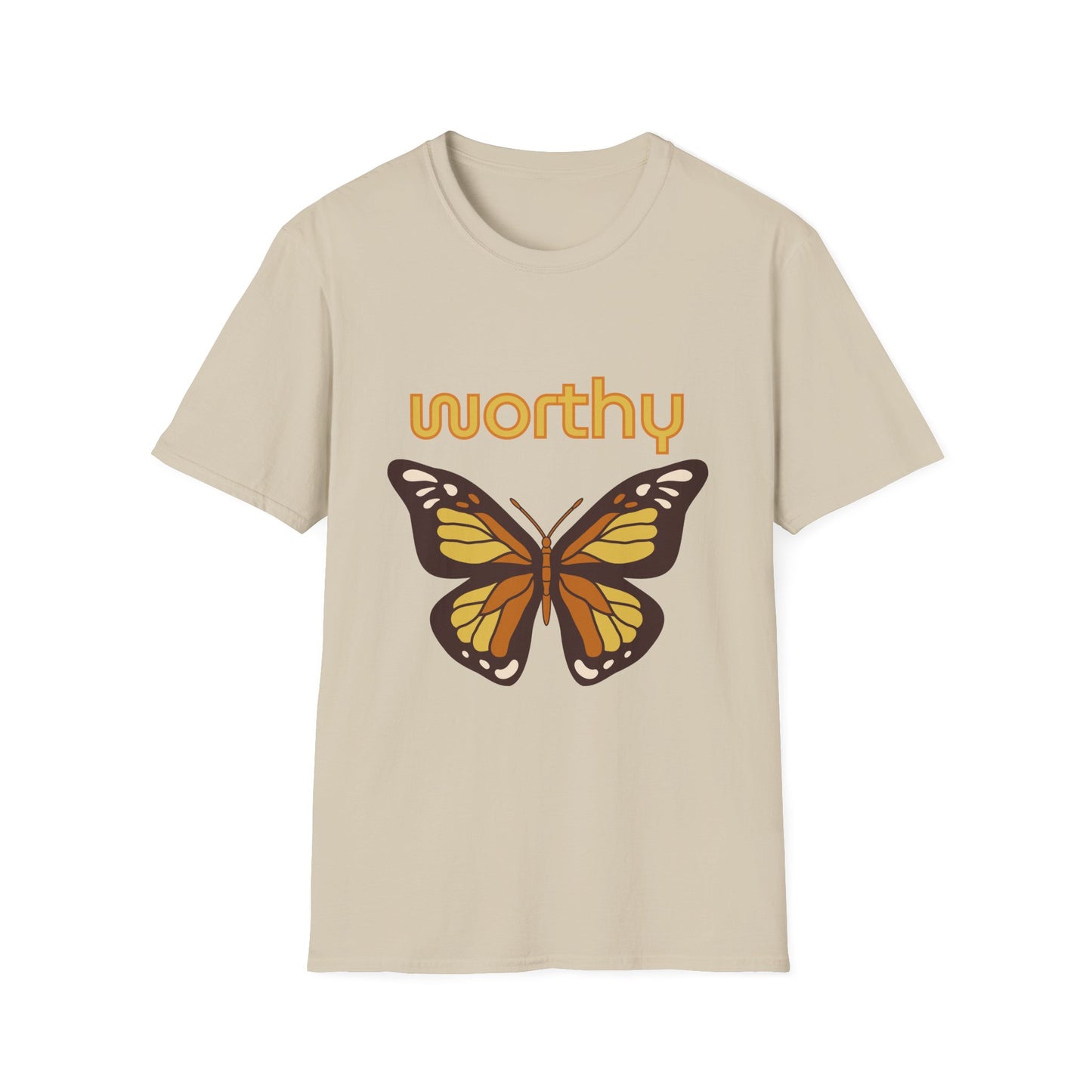 Worthy Butterfly Unisex Softstyle T-Shirt - Positive Vibes Apparel