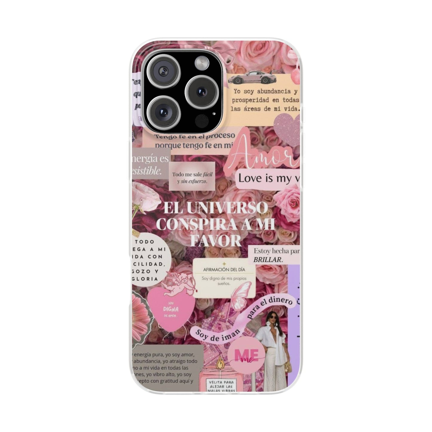 Floral Flexi Phone Case, Romantic Phone Cover, Cute Gift for Her, Inspirational Quote Case, Valentine's Day Accessory