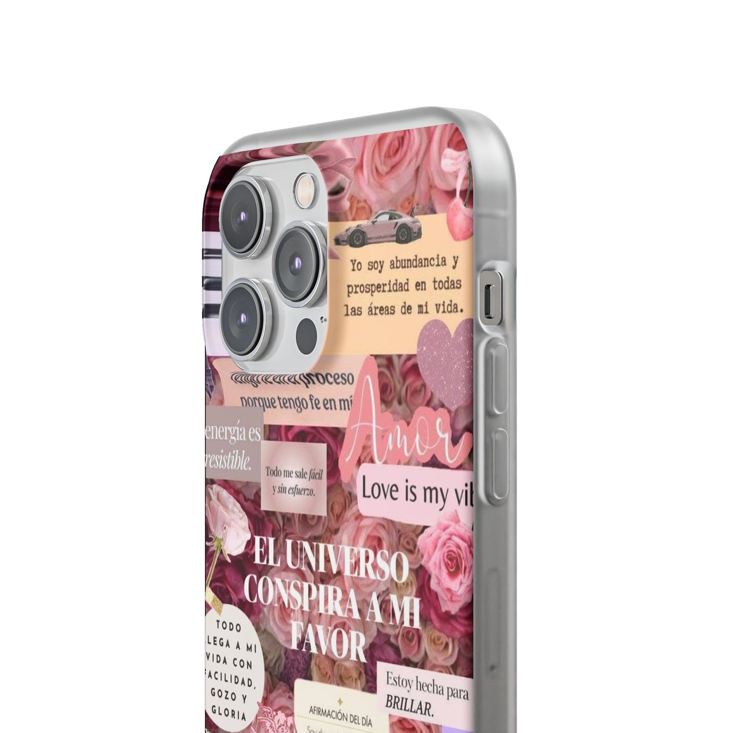 Floral Flexi Phone Case, Romantic Phone Cover, Cute Gift for Her, Inspirational Quote Case, Valentine's Day Accessory
