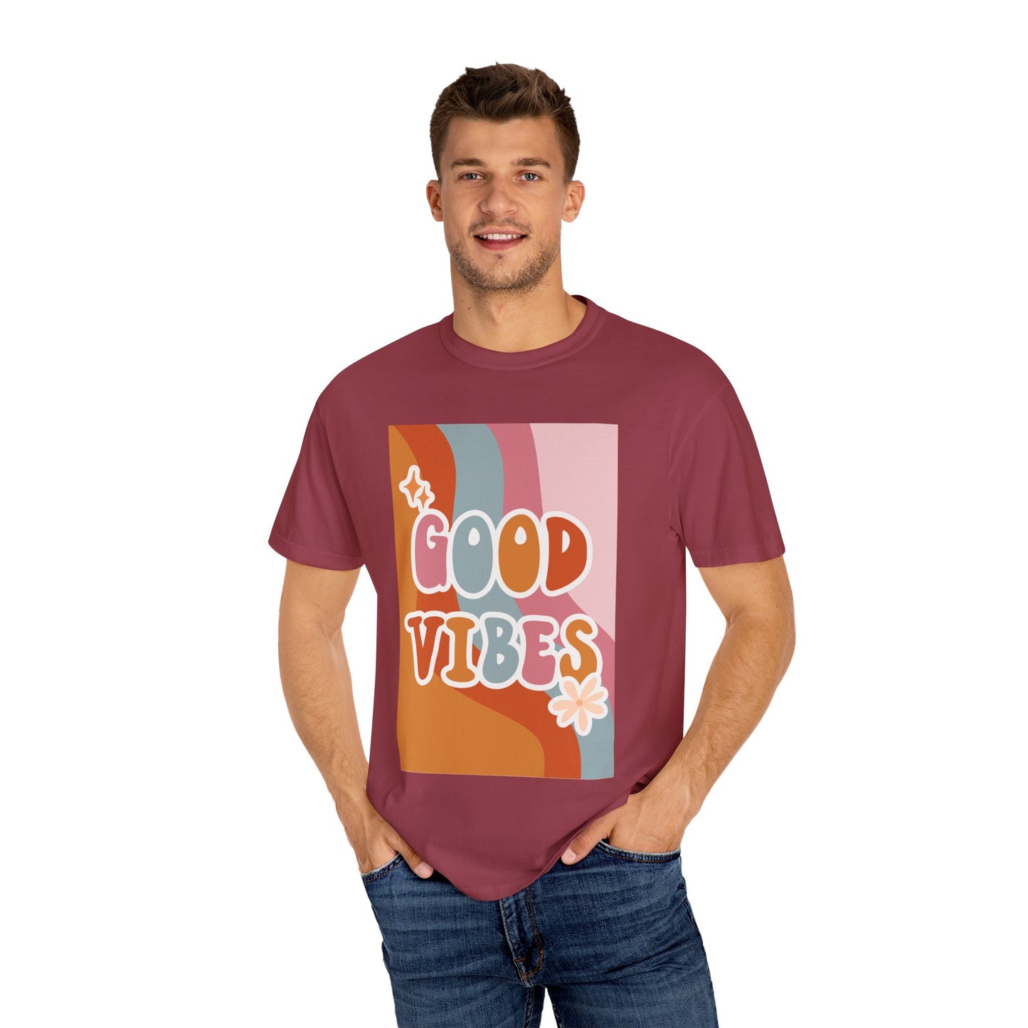 Good Vibes Unisex Garment-Dyed T-Shirt – Relaxed Fit Summer Tee