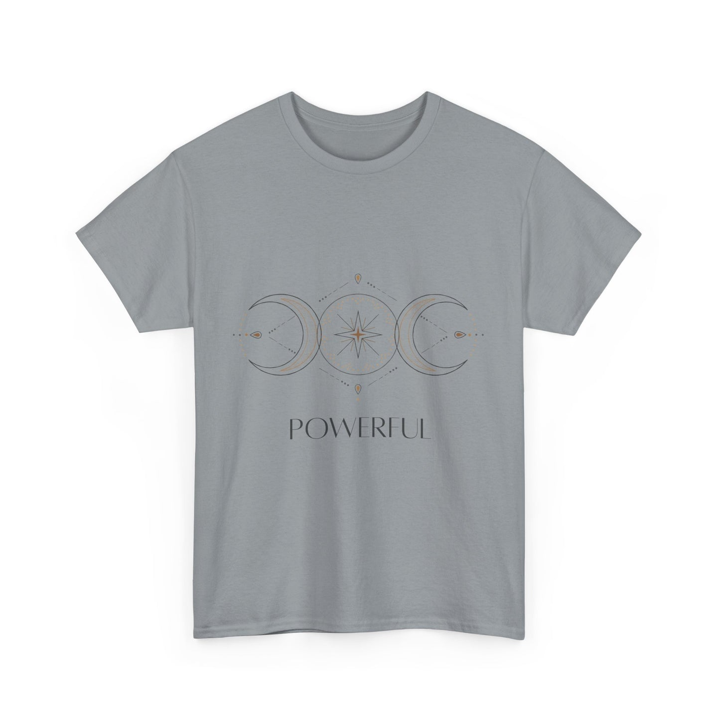 Powerful Unisex Heavy Cotton Tee - Bohemian Moon Phase Design