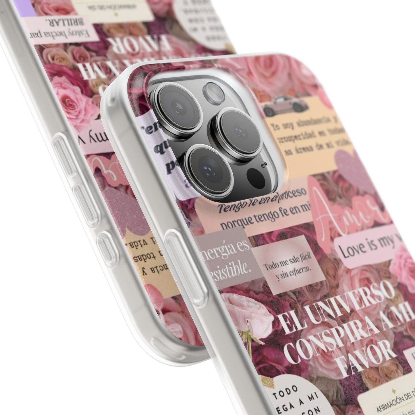 Floral Flexi Phone Case, Romantic Phone Cover, Cute Gift for Her, Inspirational Quote Case, Valentine's Day Accessory