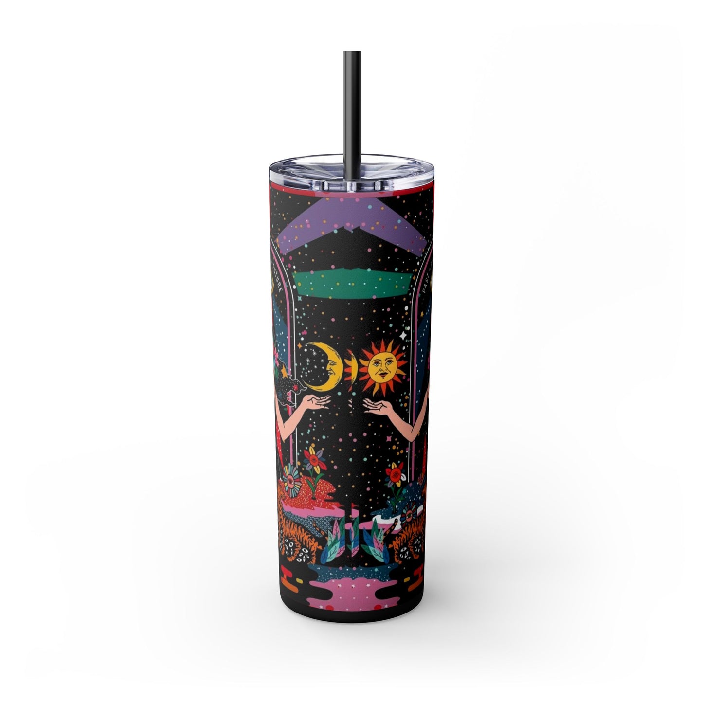 Vibrant Cosmic Skinny Tumbler with Straw, 20oz - Perfect for Astrology Lovers, Celestial Gifts, Travel Mugs, Drinkware, Sunshine and [...]