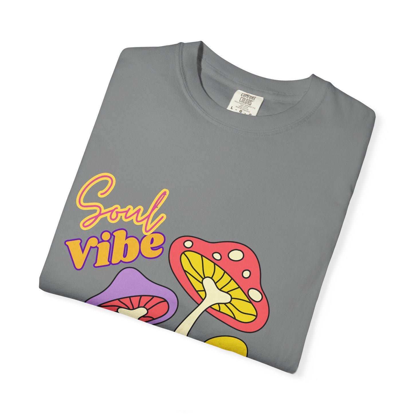 Soul Vibe Unisex Garment-Dyed T-Shirt - Colorful Mushroom Design for Summer Festivals