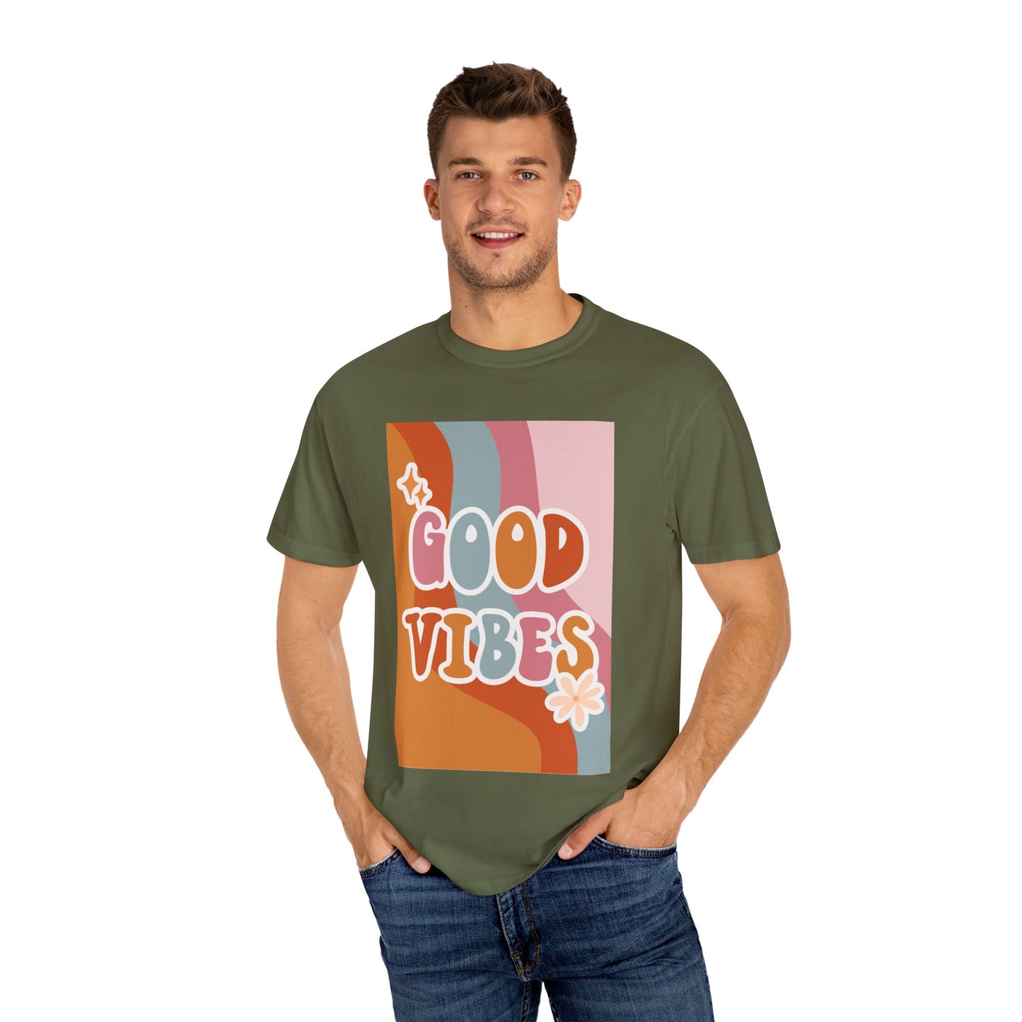 Good Vibes Unisex Garment-Dyed T-Shirt – Relaxed Fit Summer Tee