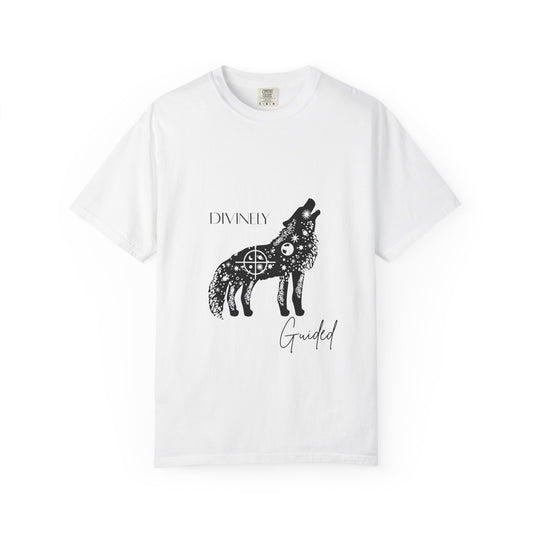 Divinely Guided Wolf T-Shirt - Unisex Garment-Dyed Tee for Spiritual Seekers