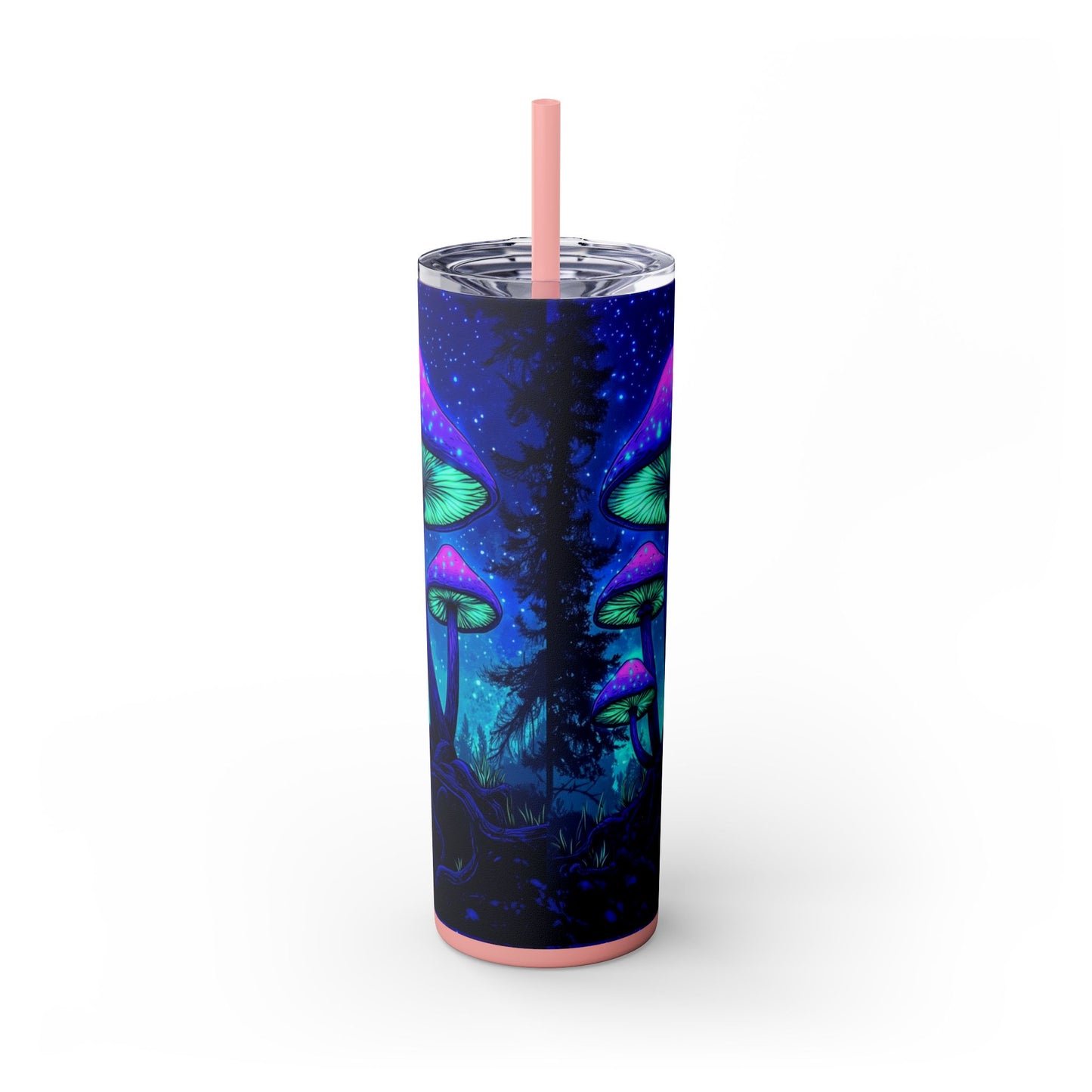 Cosmic Mushroom Skinny Tumbler, 20oz | Colorful Travel Mug, Psychedelic Drinkware, Gift for Nature Lovers, Summer Sips, Festival Essentials