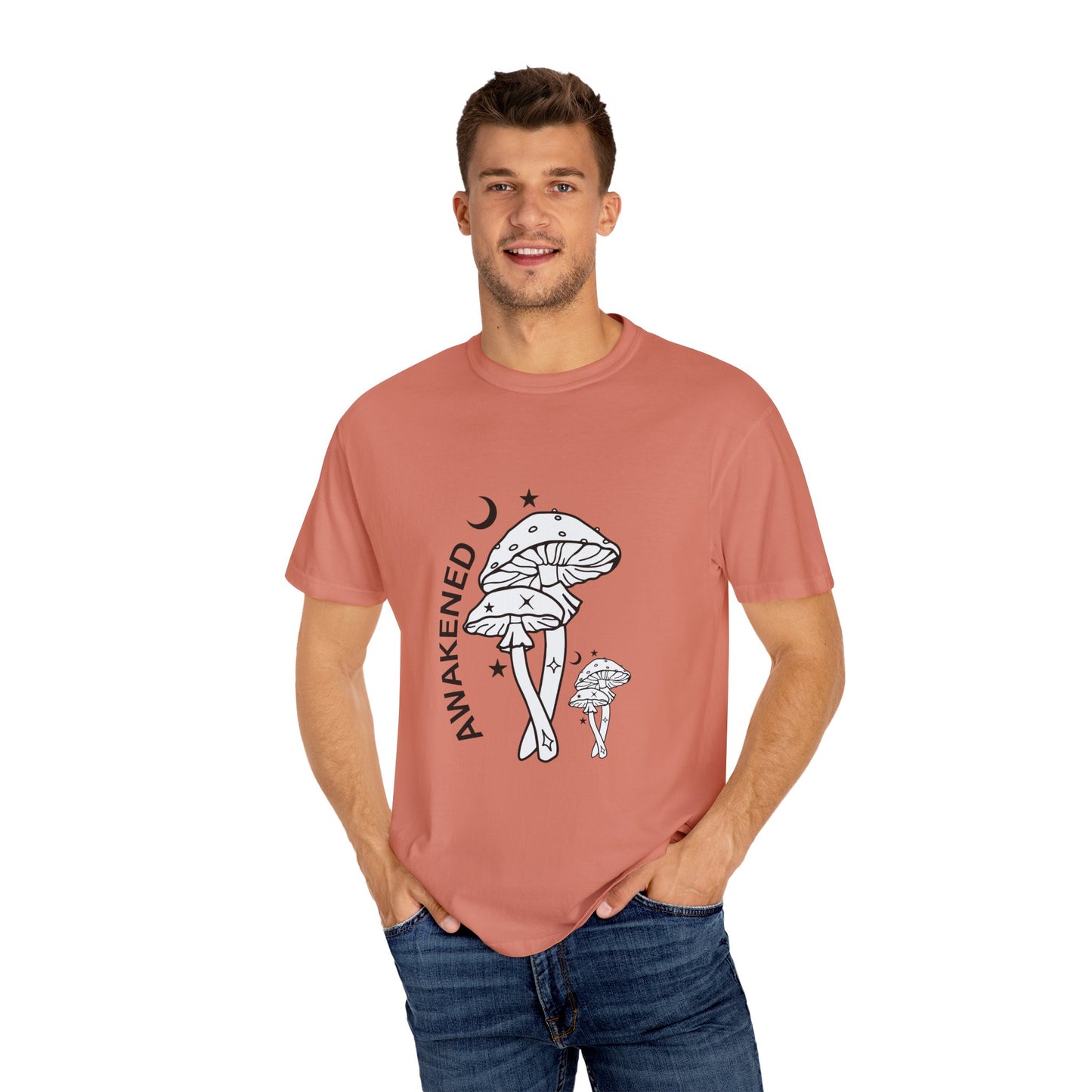 Unisex Garment-Dyed T-Shirt - "Awakened" Mushroom Design for Nature Lovers