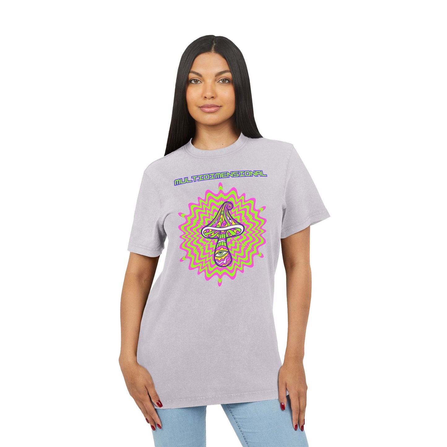 Multidimensional Acid Washed Tee - Psychedelic Round Neck T-Shirt