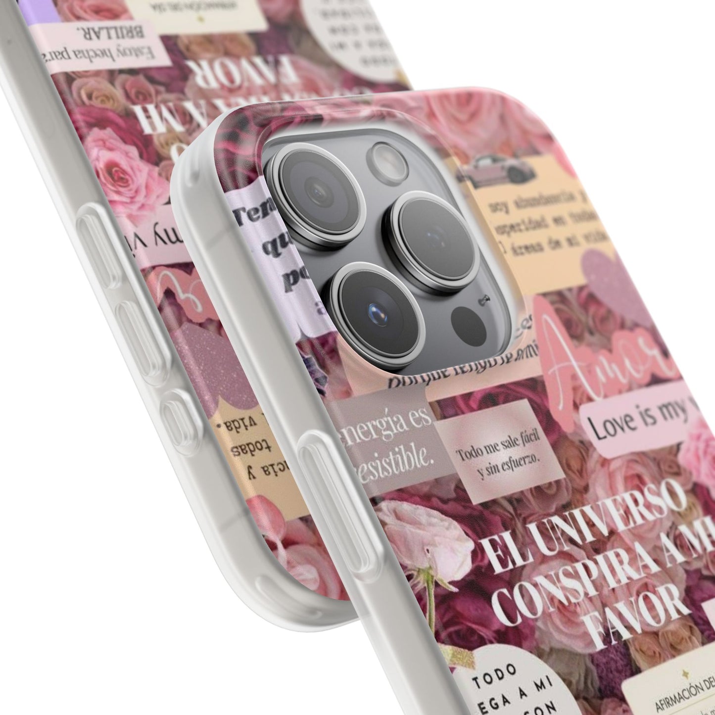 Floral Flexi Phone Case, Romantic Phone Cover, Cute Gift for Her, Inspirational Quote Case, Valentine's Day Accessory