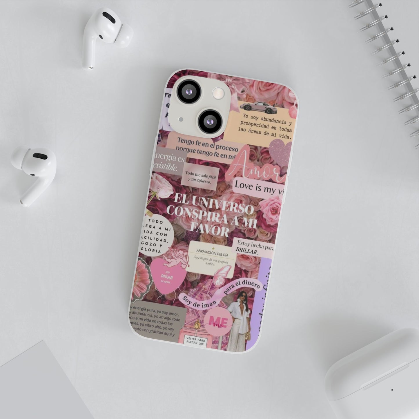 Floral Flexi Phone Case, Romantic Phone Cover, Cute Gift for Her, Inspirational Quote Case, Valentine's Day Accessory