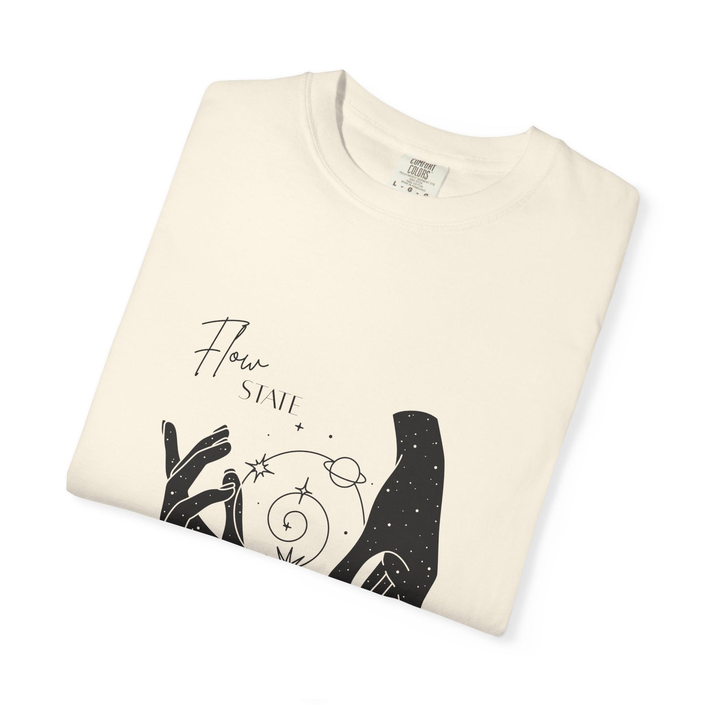 Cosmic Flow Unisex T-Shirt - Garment-Dyed with Celestial Hands Design