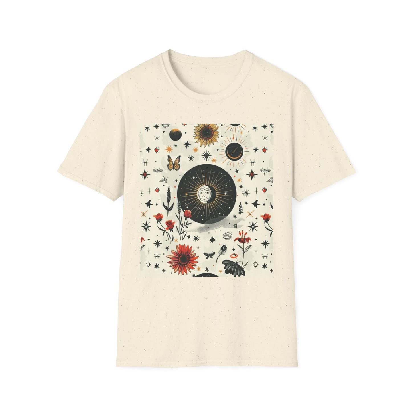 Boho Floral Graphic Tee, Unisex Softstyle T-Shirt, Casual Summer Wear, Perfect Gift, Astrology Lovers Shirt