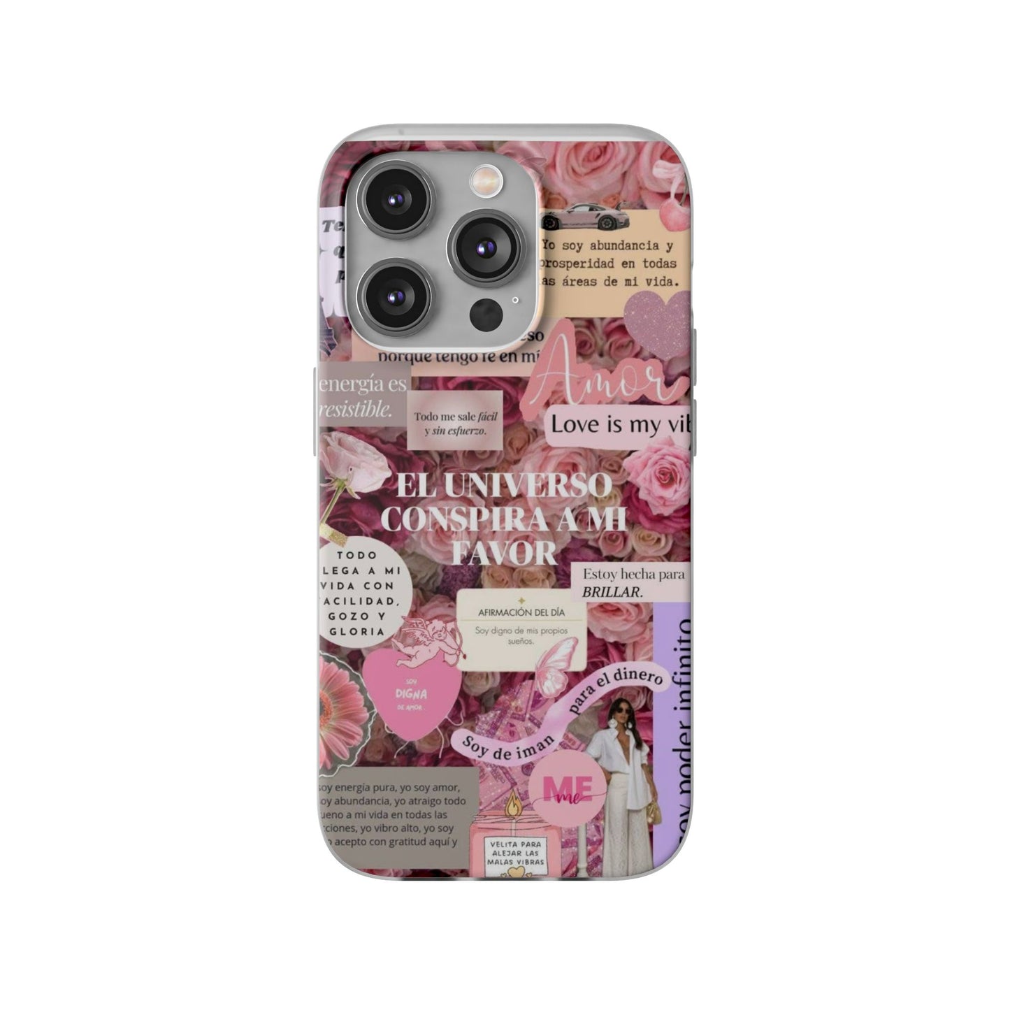 Floral Flexi Phone Case, Romantic Phone Cover, Cute Gift for Her, Inspirational Quote Case, Valentine's Day Accessory