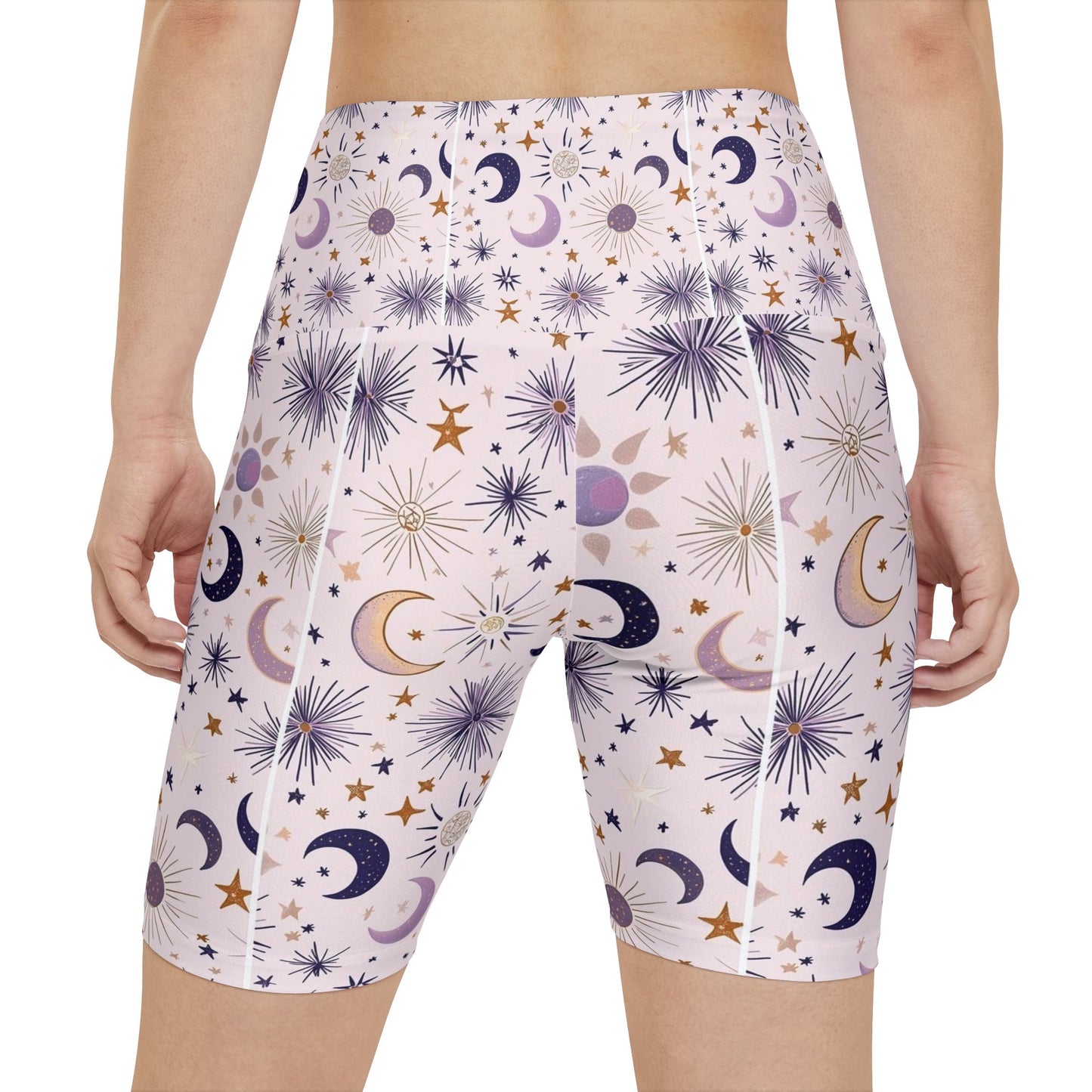 Celestial Print Women's Workout Shorts - Athleisure, Yoga, Dance, Fitness, Gift for Her