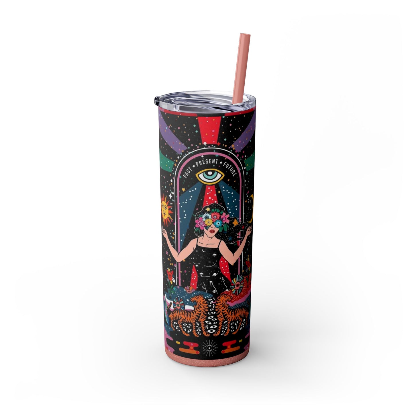 Vibrant Cosmic Skinny Tumbler with Straw, 20oz - Perfect for Astrology Lovers, Celestial Gifts, Travel Mugs, Drinkware, Sunshine and [...]