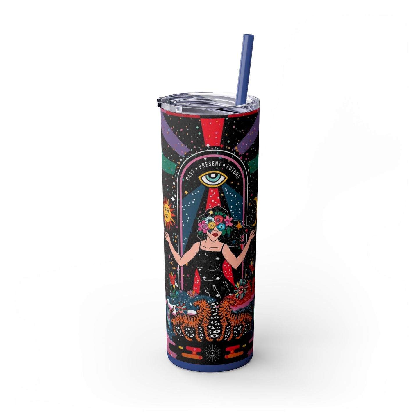 Vibrant Cosmic Skinny Tumbler with Straw, 20oz - Perfect for Astrology Lovers, Celestial Gifts, Travel Mugs, Drinkware, Sunshine and [...]