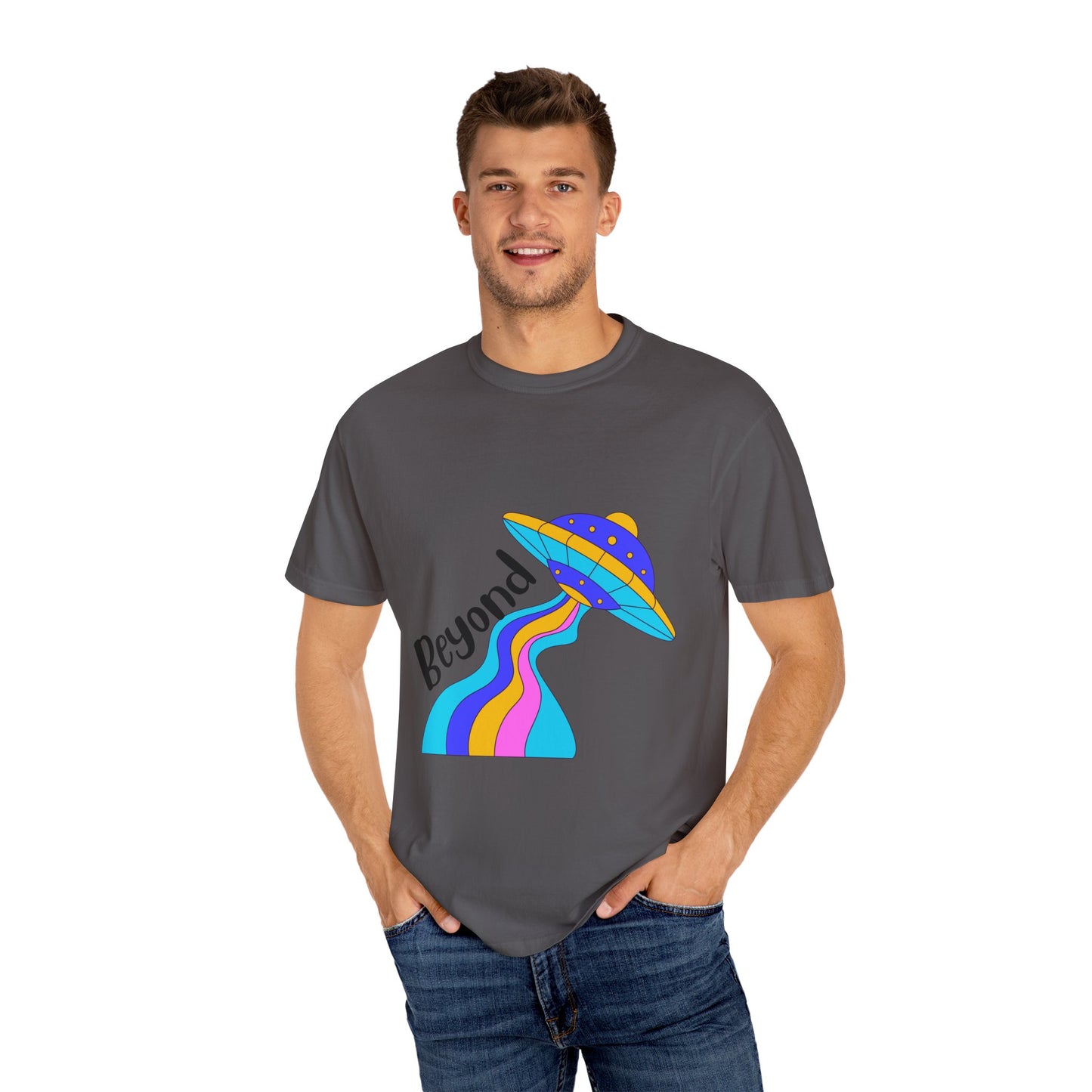 Unisex Beyond Graphic T-Shirt - Vibrant Space-Inspired Design
